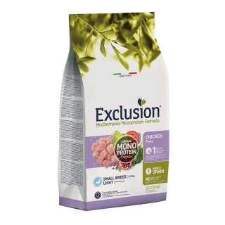 Упаковка сухого корму для собак Exclusion Light Chicken Small Breed. Контроль ваги